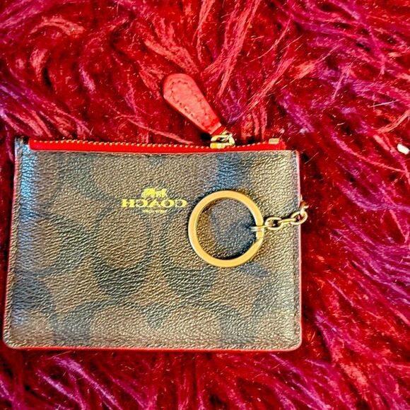 Coach Dark Brown Leather Keychain Pouch - Picture 2 of 4